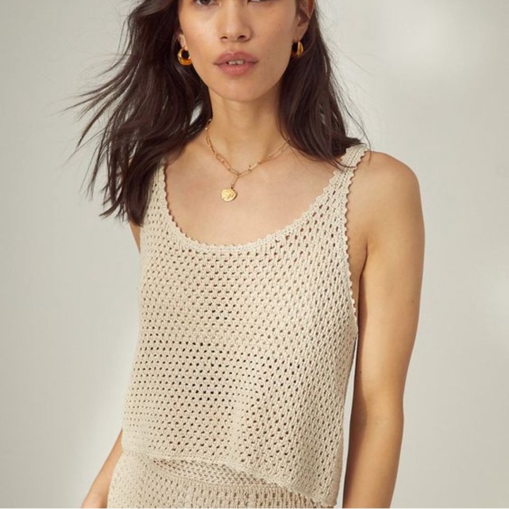 Aritzia Wilfred cream Crochet Knit tank top - Picture 2 of 6